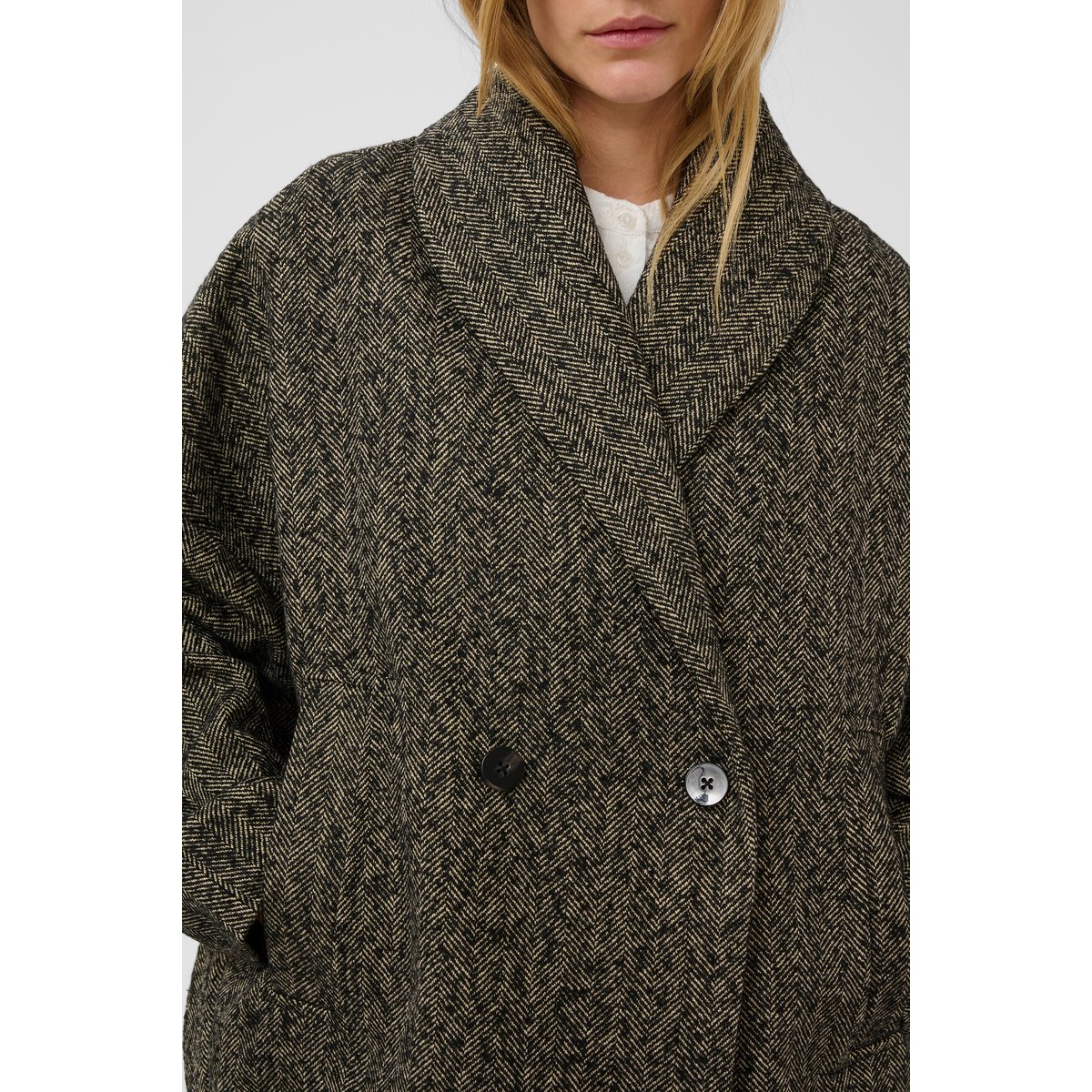 Veste d'extérieur marron feather gray and black twill, SOAKED IN LUXURY