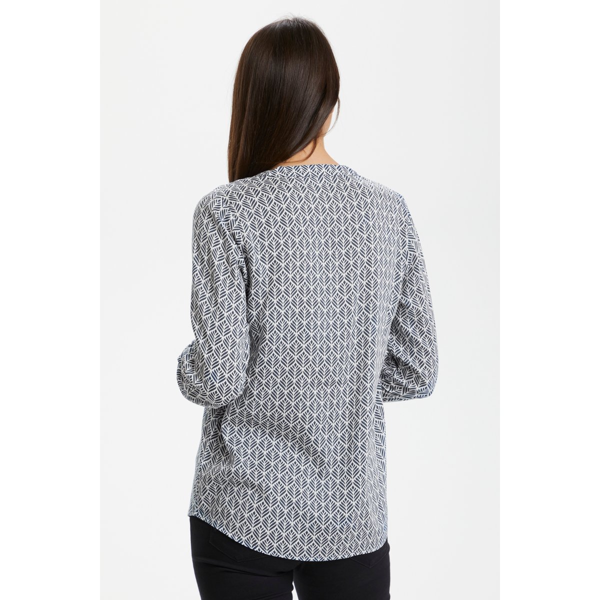 Blouse with long sleeve bleu blanc midnight marine/chalk fan, KAFFE