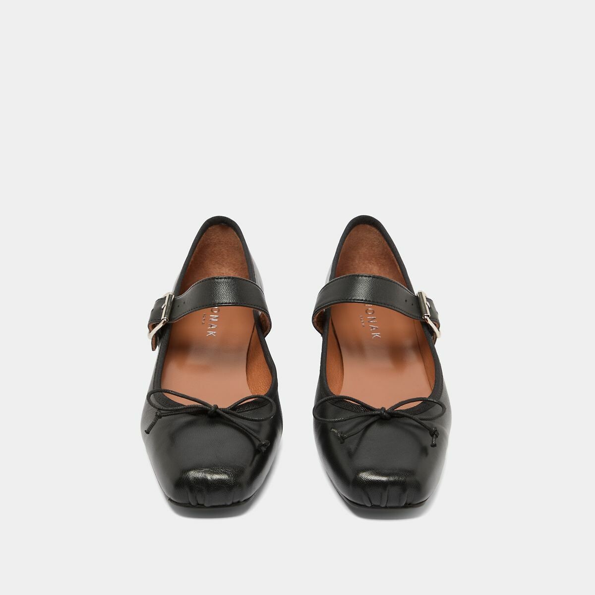 Ballerines babies en cuir, Dominante noir, JONAK