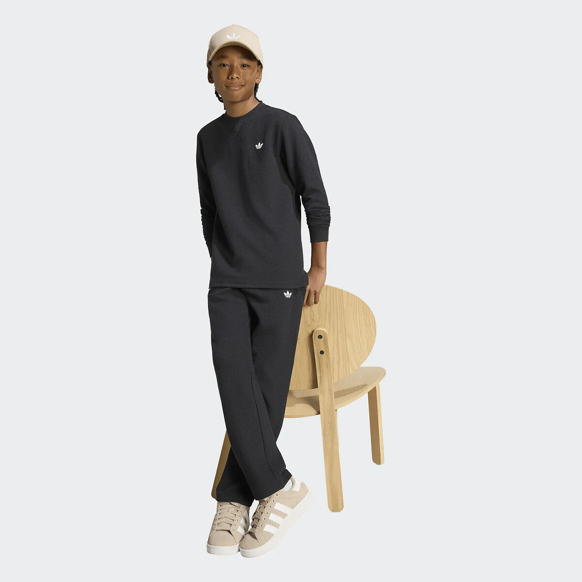 Trainingshose aus Waffelpiqué schwarz, adidas Originals