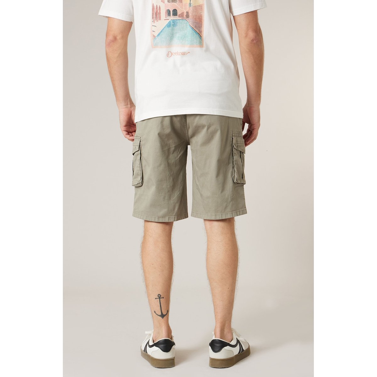 Bermuda cargo homme en coton stretch BASIMI light khaki, DEELUXE
