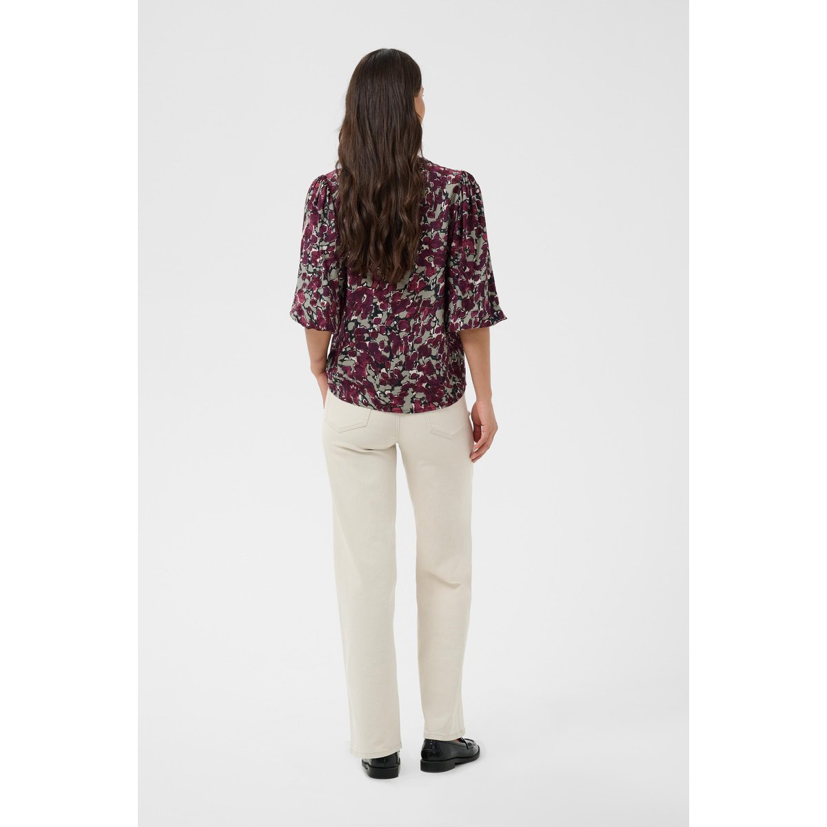 Blouse à manches courtes marron fudge abstract animal, KAFFE