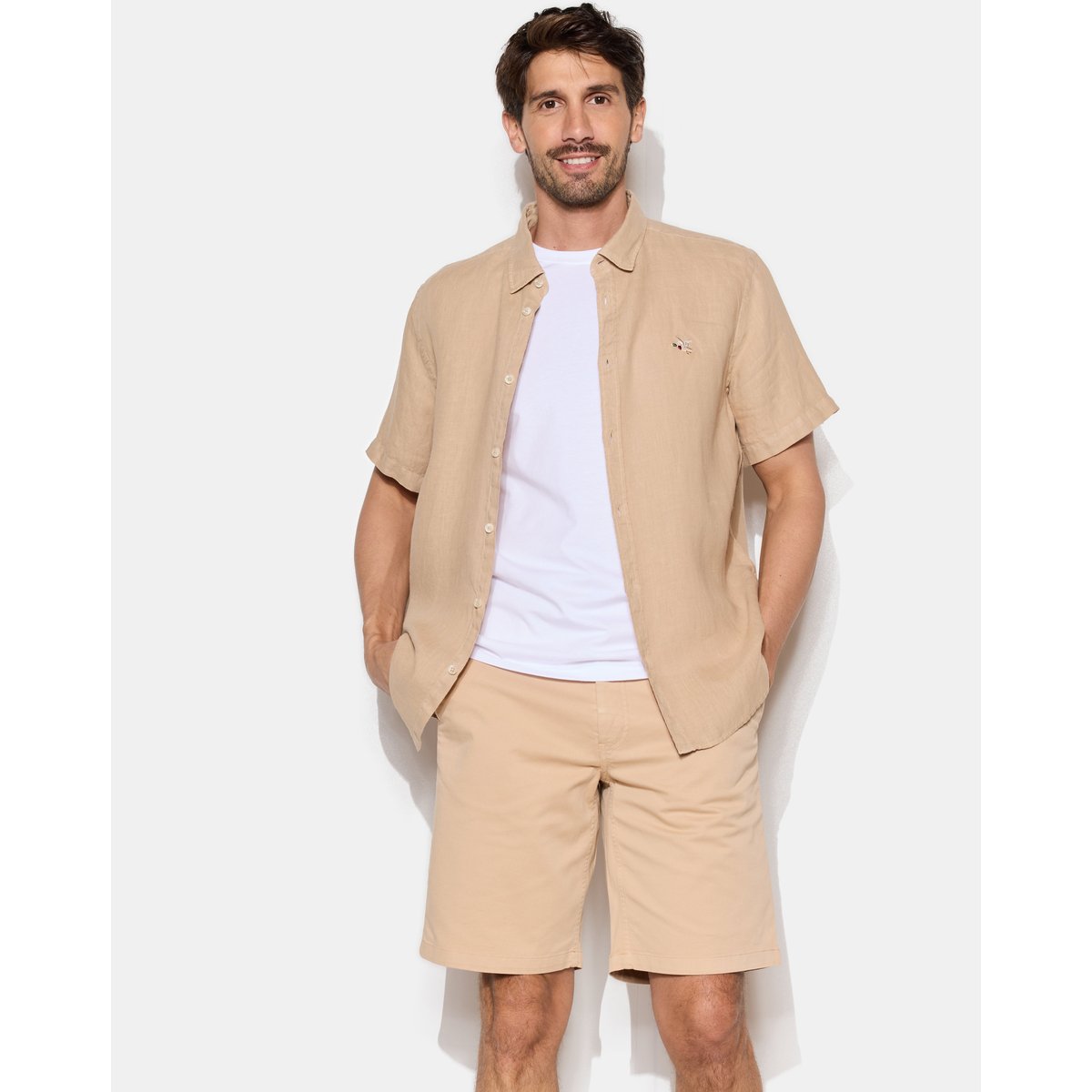 Chemise en lin LINO manches courtes beige, CHEVIGNON