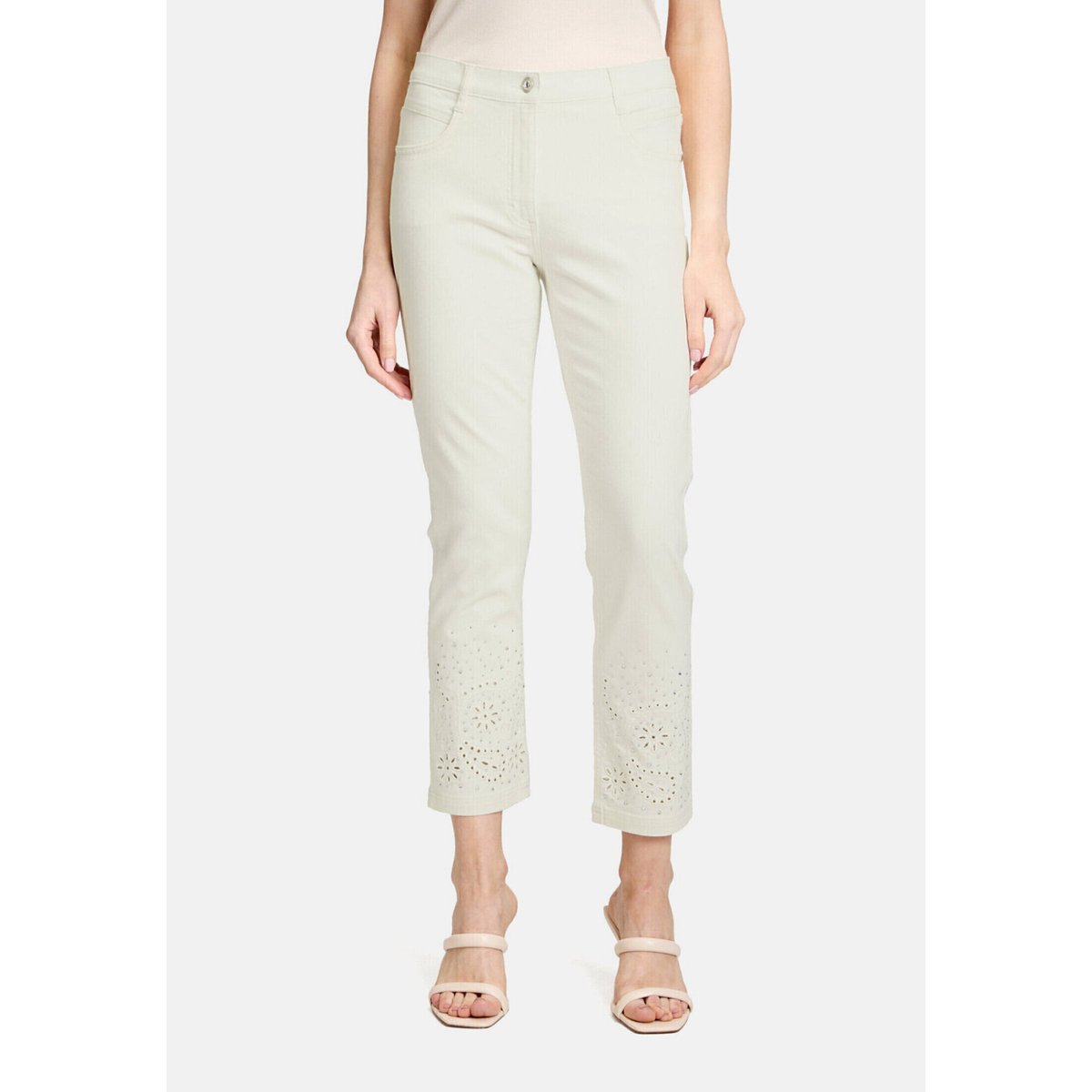 Pantalon casual à broderies blanc, BETTY BARCLAY