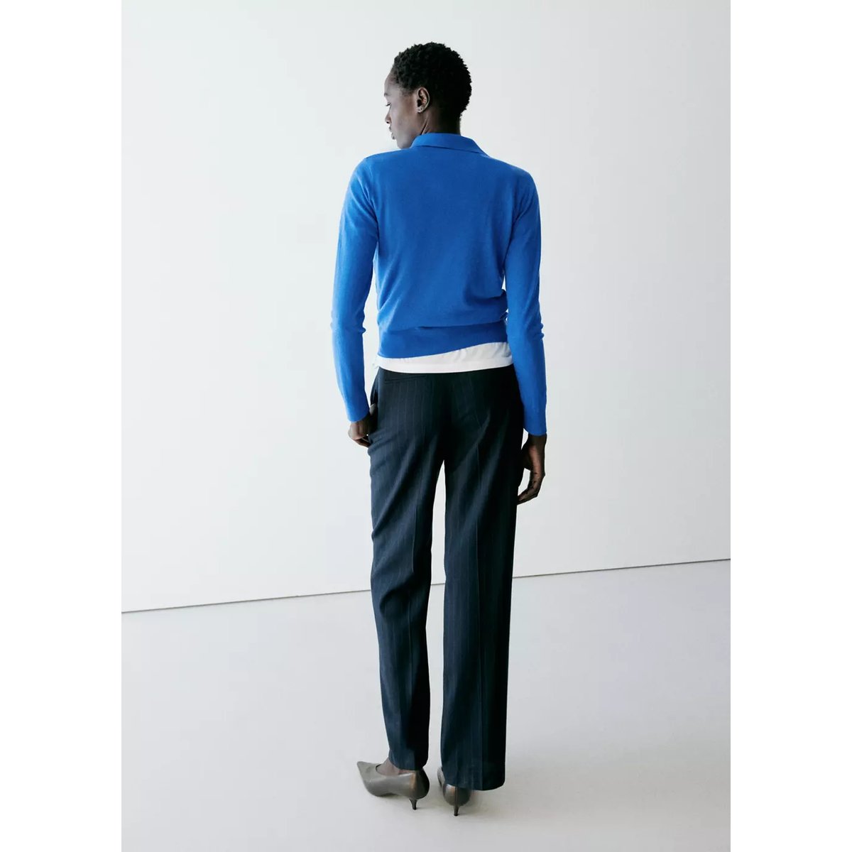 Pull col polo à poche bleu électrique, MANGO