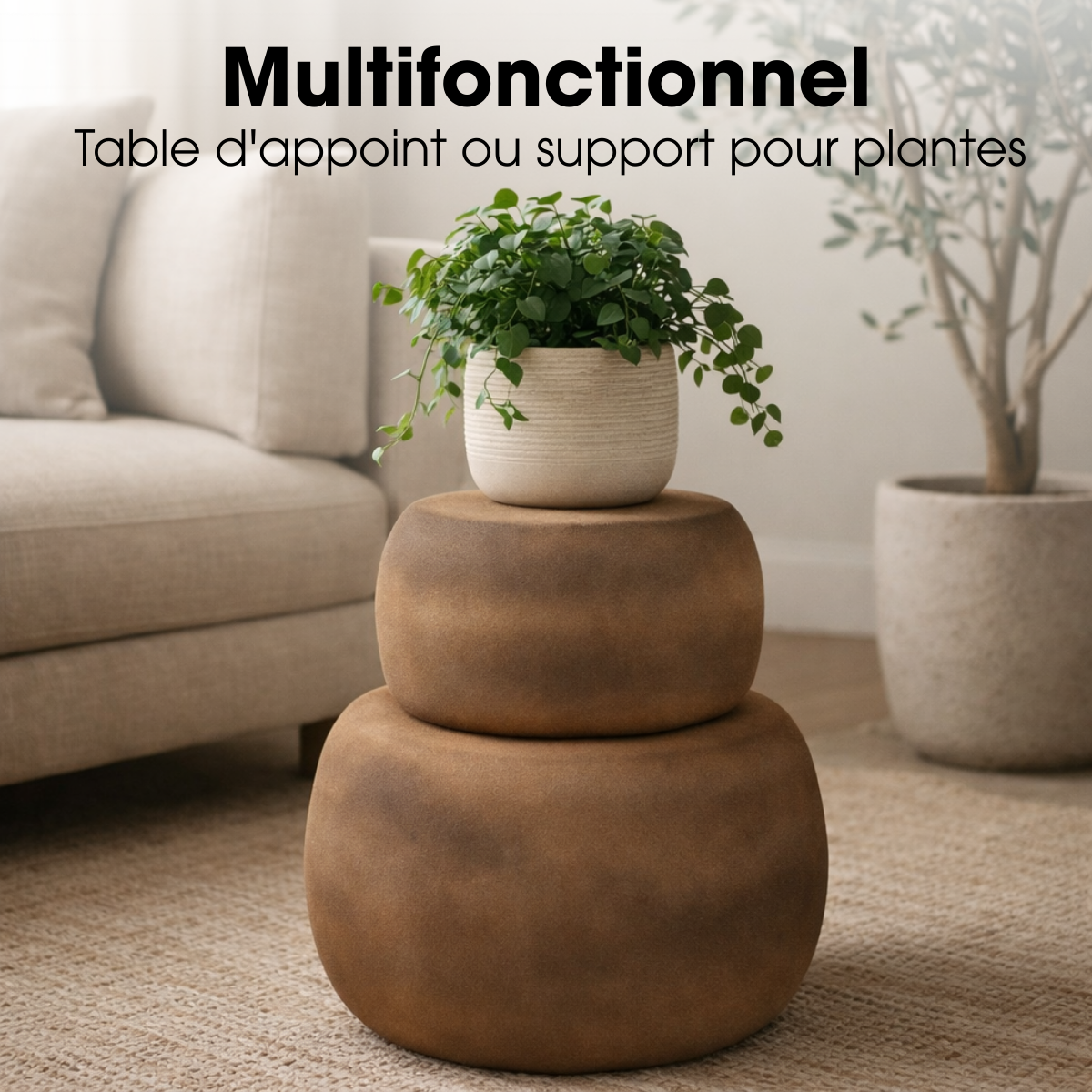 Table d'appoint ZEA brun, MICA DECORATIONS