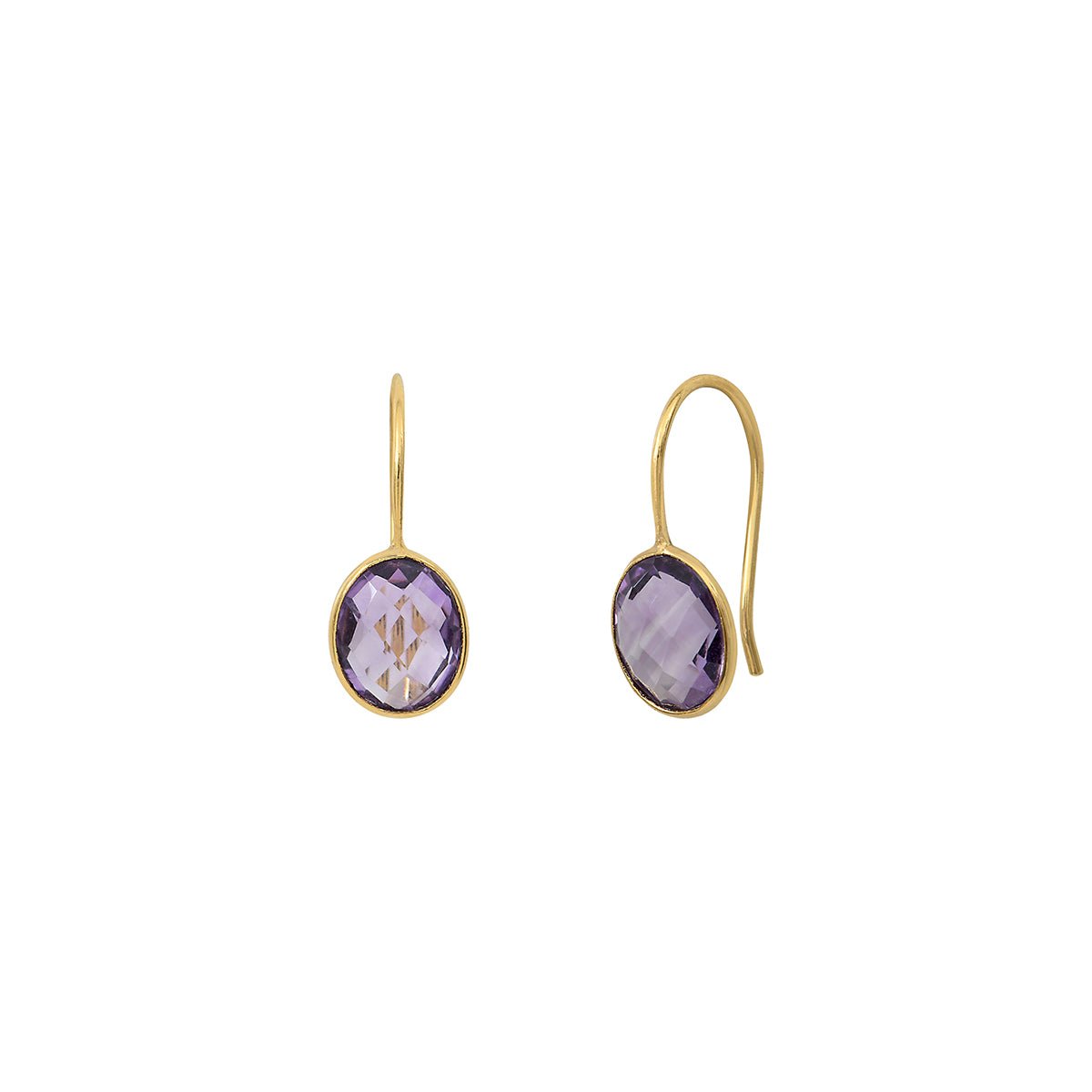 Boucles d'oreilles dorées améthyste - serti pm violet, CAROLINE NAJMAN