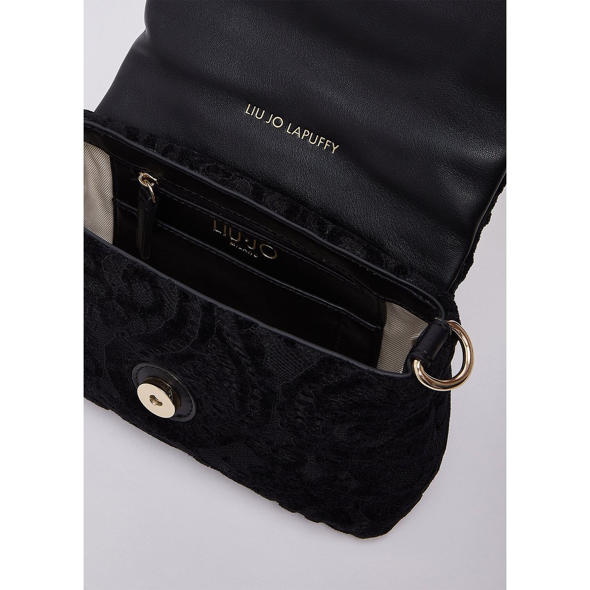 Sac LaPuffy format petit en dentelle noir, LIU JO