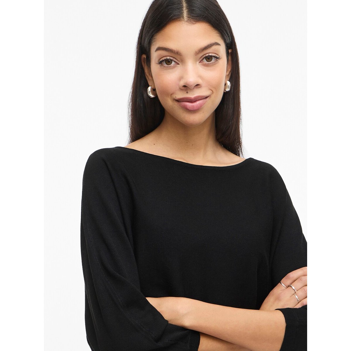3/4 Length Sleeve Boat Neck Jumper black, VILA