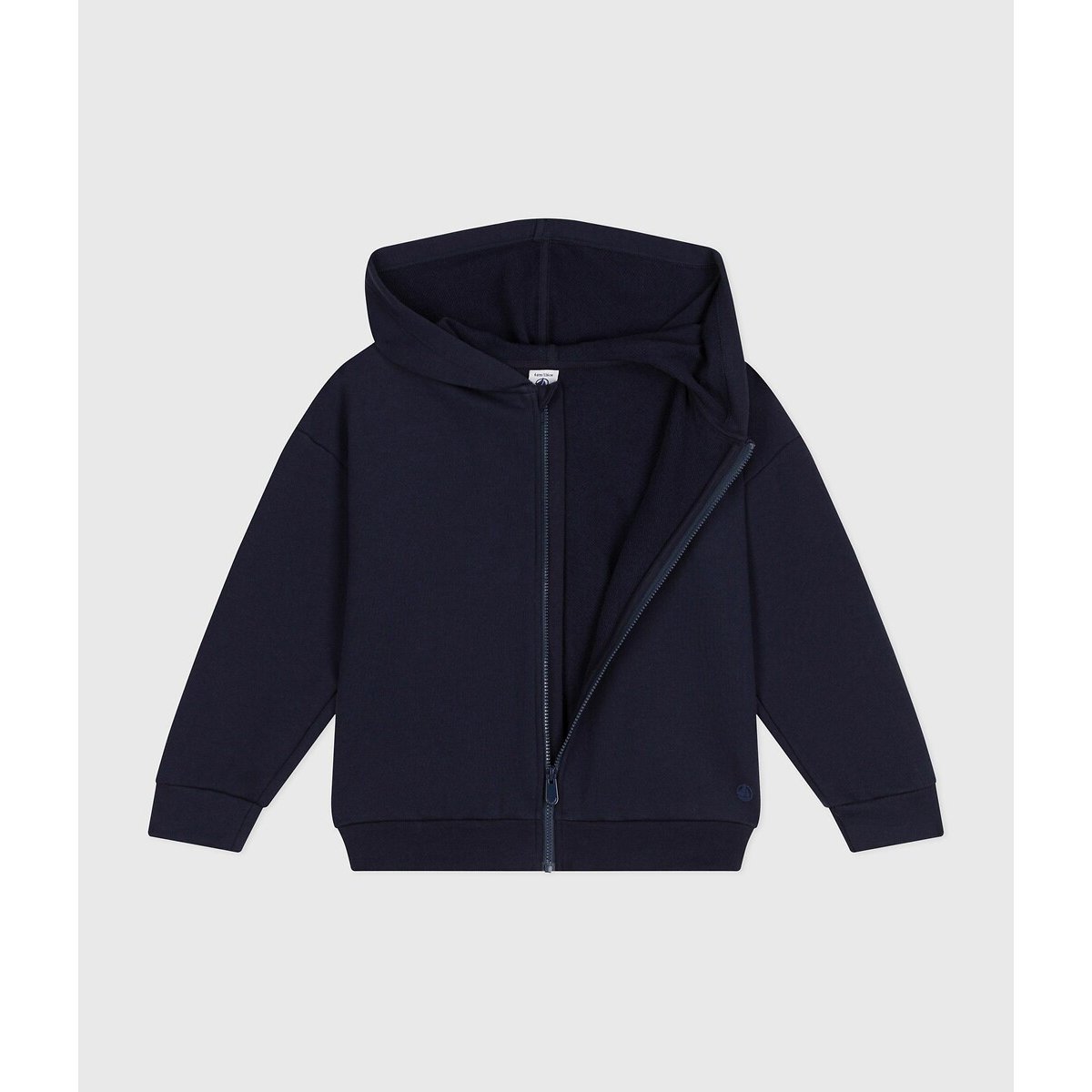 Zip-Up Hoodie in Lightweight Fleece navy blue, PETIT BATEAU