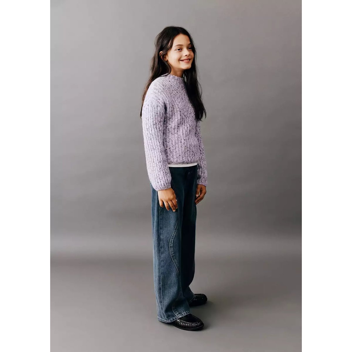 Jean wide leg coutures bleu moyen vintage, MANGO KIDS