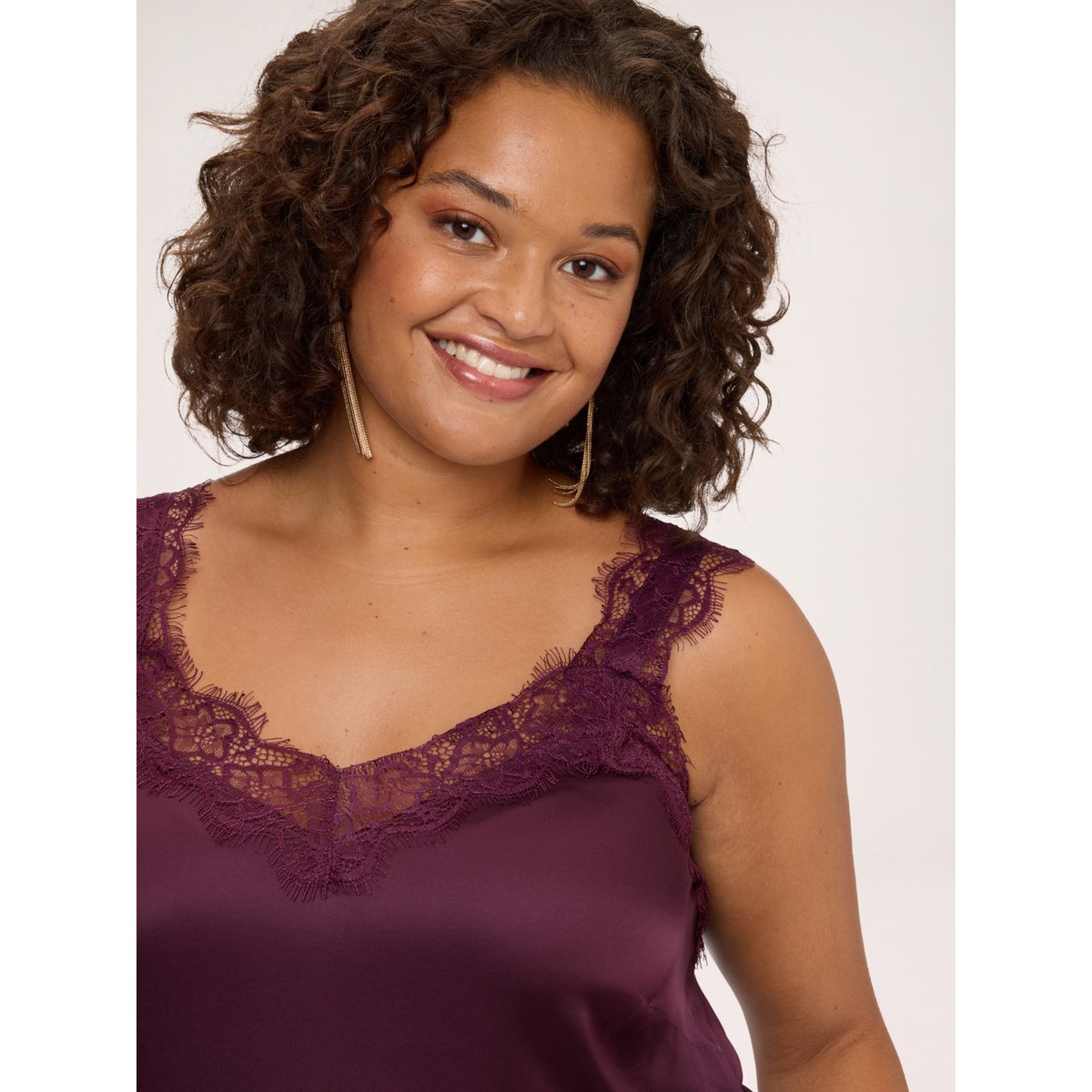 Top avec détails en dentelle burgundy, FIORELLA RUBINO