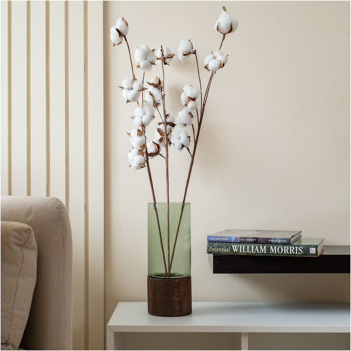 3 Pack 82cm Artificial Cotton Ball Branches white, SO'HOME