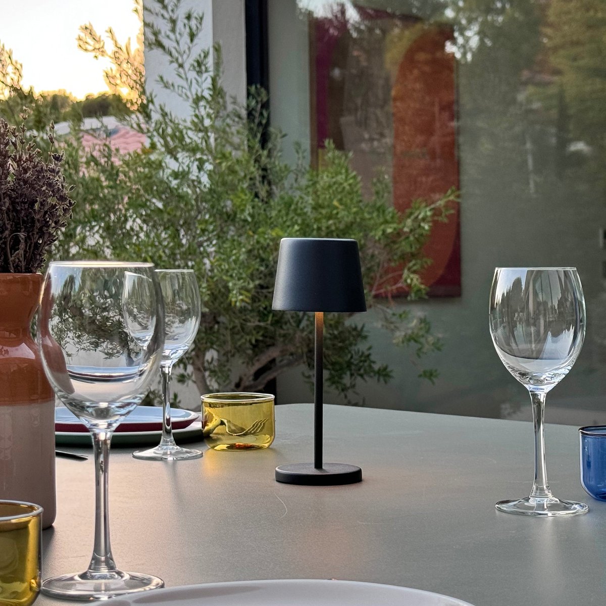 Lot de 6 Lampes de table avec socle 6x KELLY MINI noir, LUMISKY