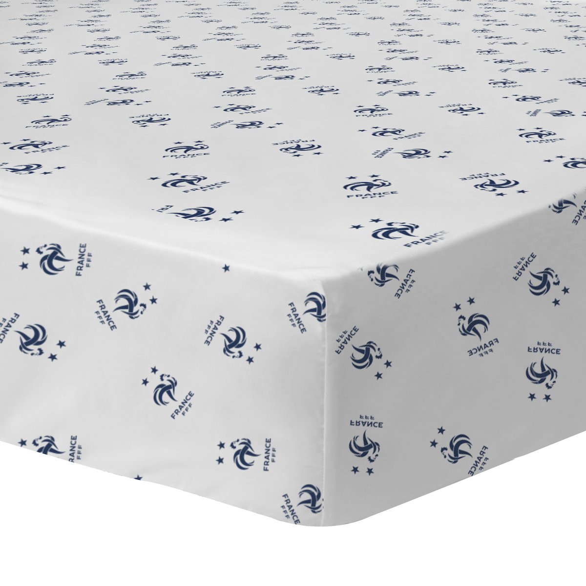 Drap-housse imprimé 100% coton, Équipe de France de Football RAYURES bleu, FFF