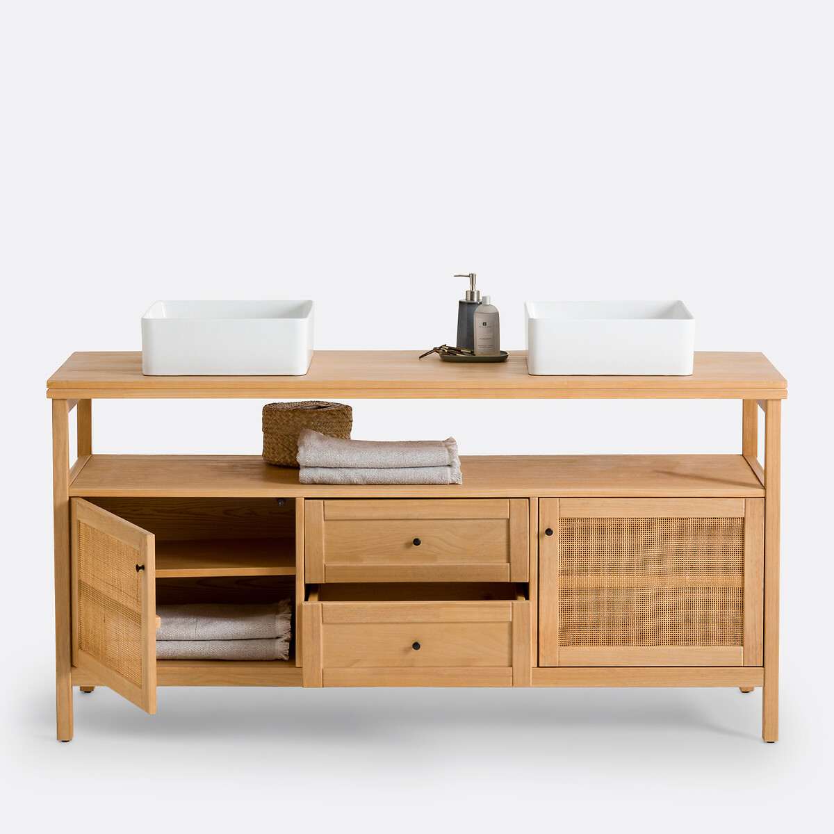 Meuble sous double vasque L160 cm, Gabin naturel, LA REDOUTE INTERIEURS