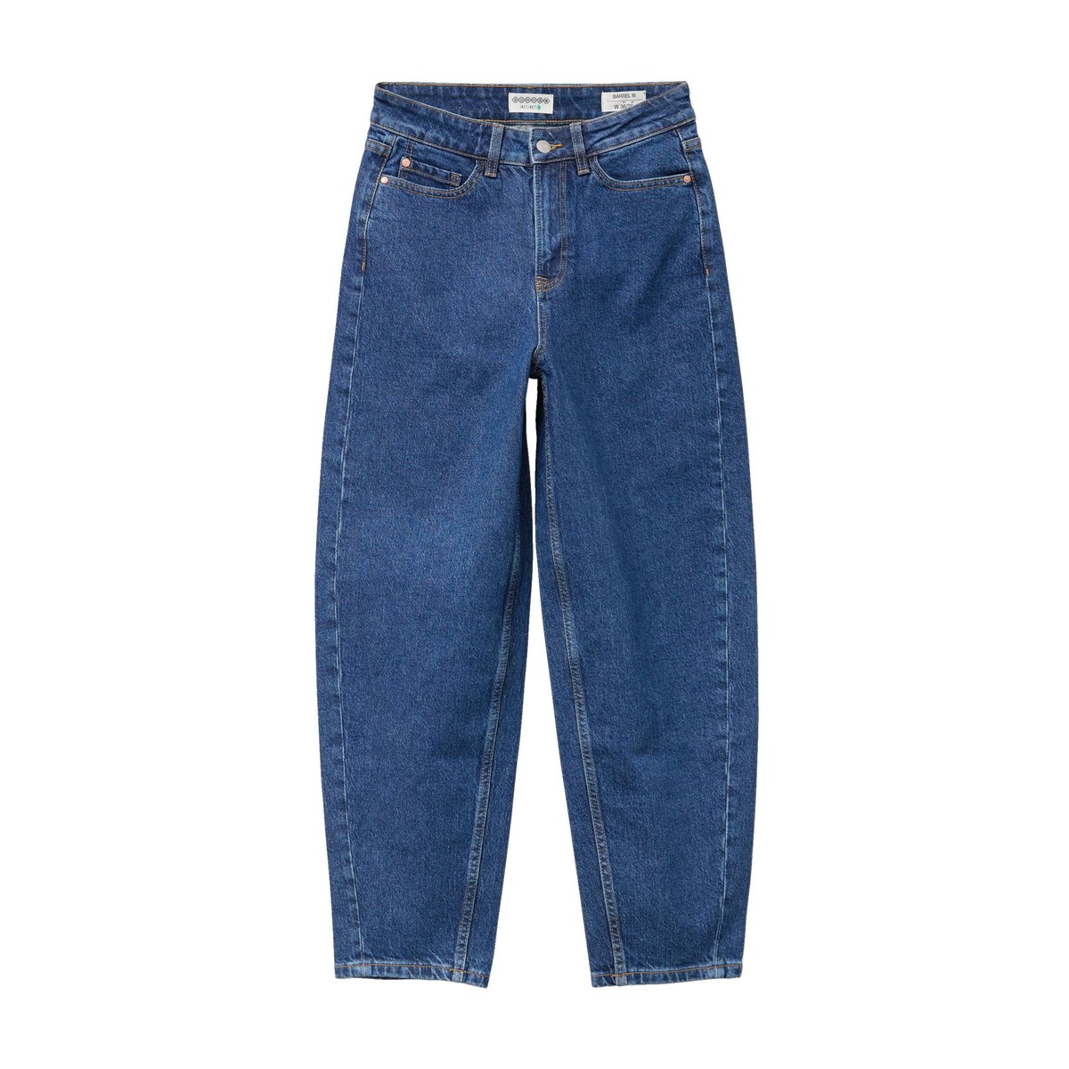 Jeans barrel taille haute 7/8ème denim brut, BONOBO