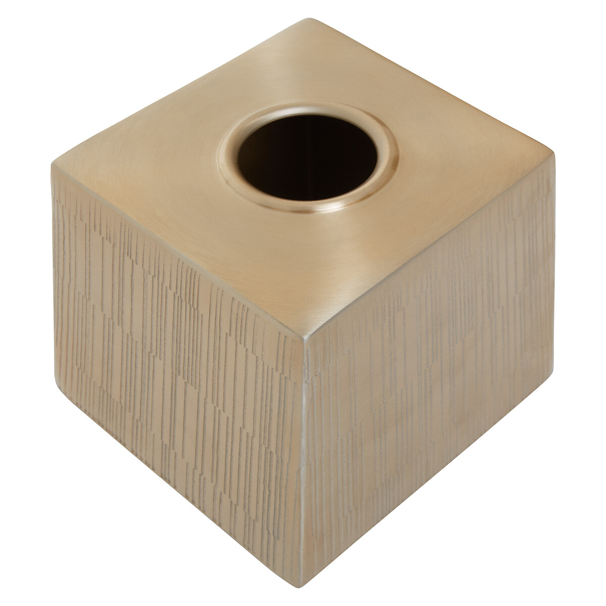 Etched Line Champagne Finish Tissue Box champagne, FIFTY FIVE SOUTH