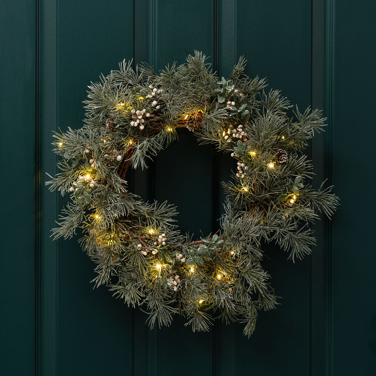40cm Natural Feel Wreath with lights green, SO'HOME