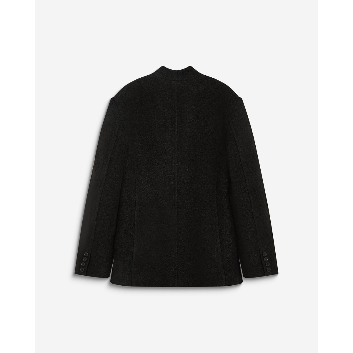 Blazer croisé en laine mélangée sans revers ecru Berlin noir, GRACE & MILA