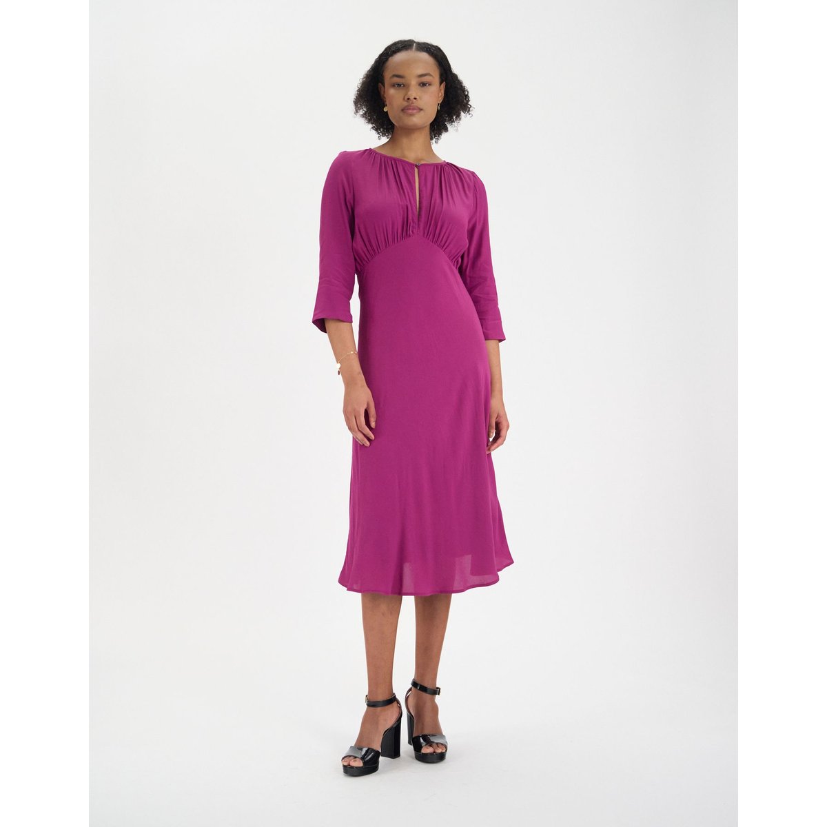 Robe Natalia en viscose mélangée violette purple, INES DE LA FRESSANGE PARIS