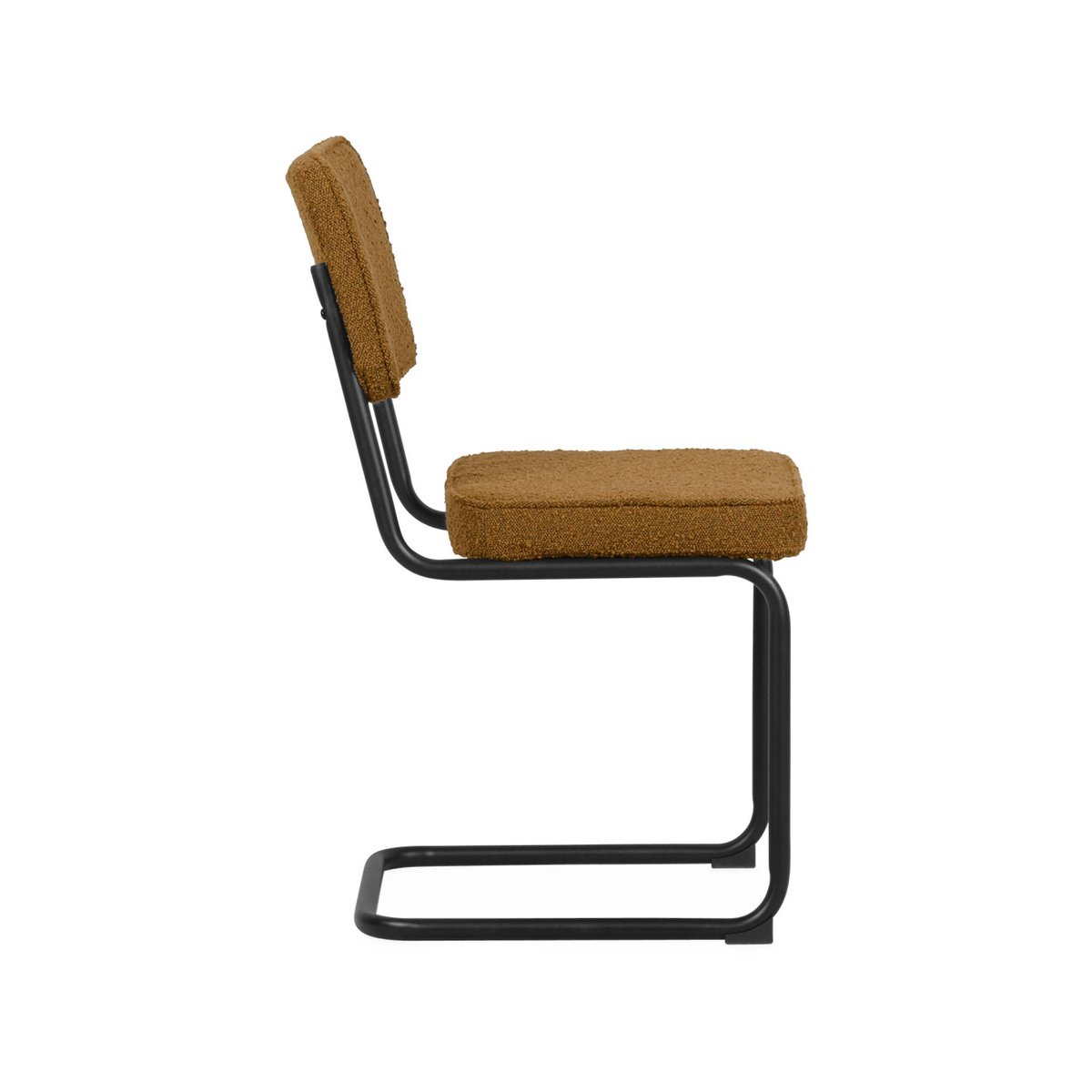 Chaise cantilever acier et bouclette texturée (lot de 2) MAJA ocre, SWEEEK