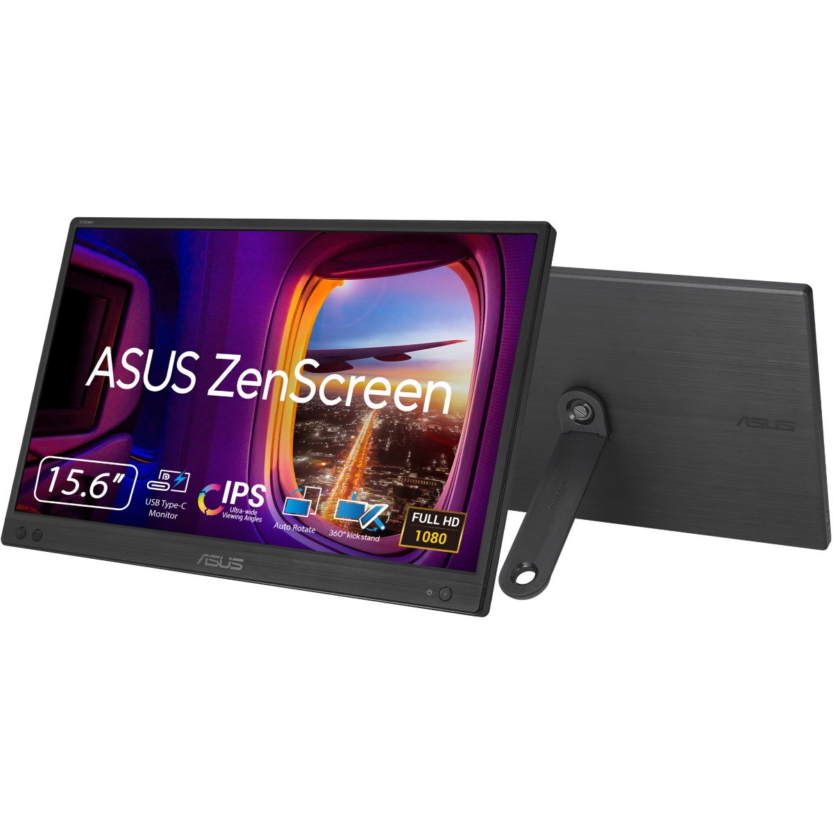 Ecran pc portable MB166CR 16" IPS Full HD WLED USB-C Support intégré pliable couleur unique, ASUS