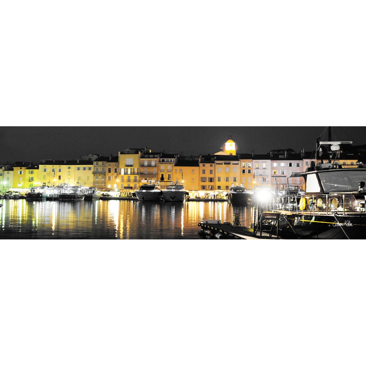 Tableau Mural Port Saint-tropez Nuit PORT tableaux sur toile-noir, CEANOTHE