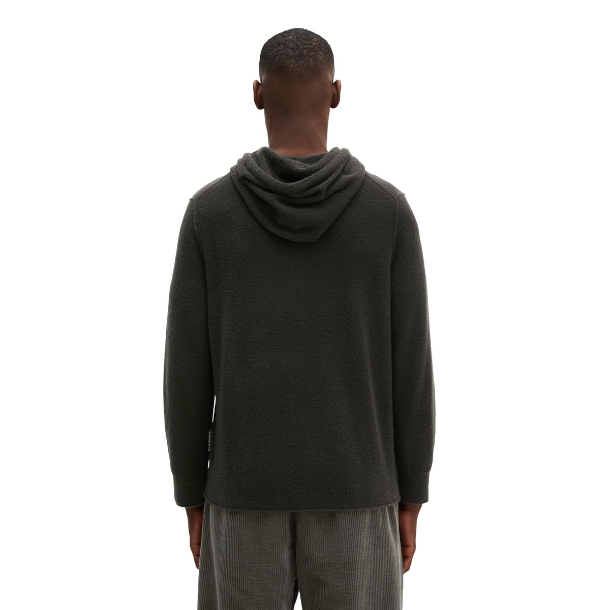 Pull à capuche coupe classique en mélange de laine vierge bouclée et douce noir, MARC O'POLO