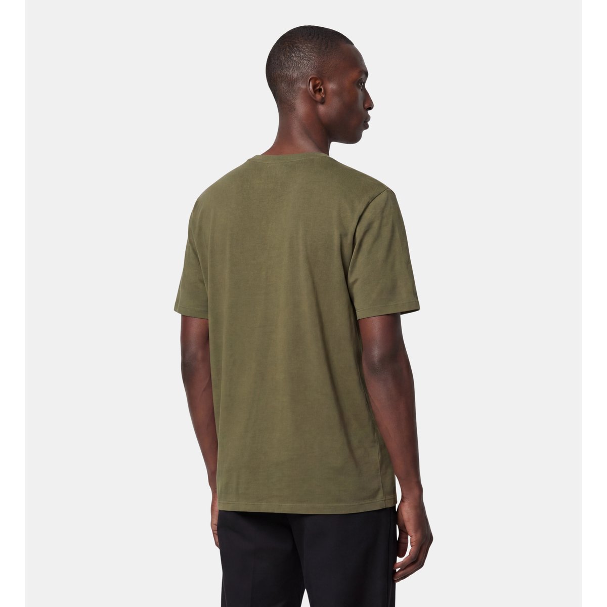 T-shirt sishev droit coton biologique col v kaki, GALERIES LAFAYETTE
