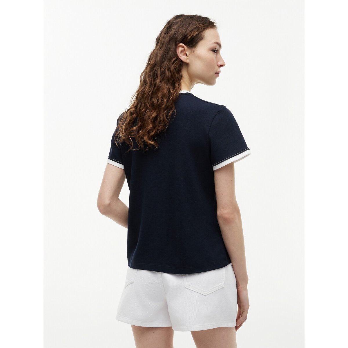 T-shirt col rond contrasté avec logo  marine, TOMMY HILFIGER