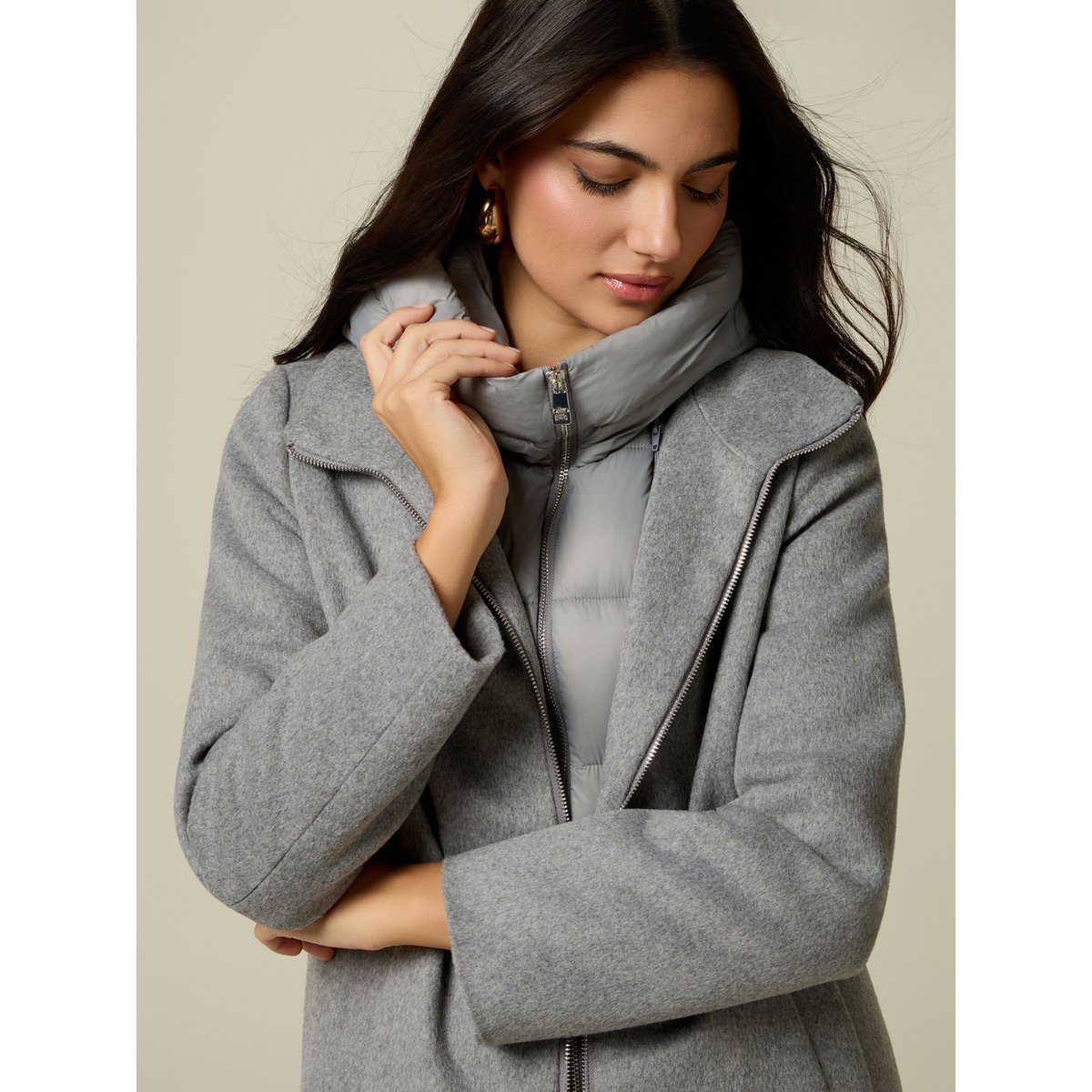 Manteau avec inserts gris, OLTRE