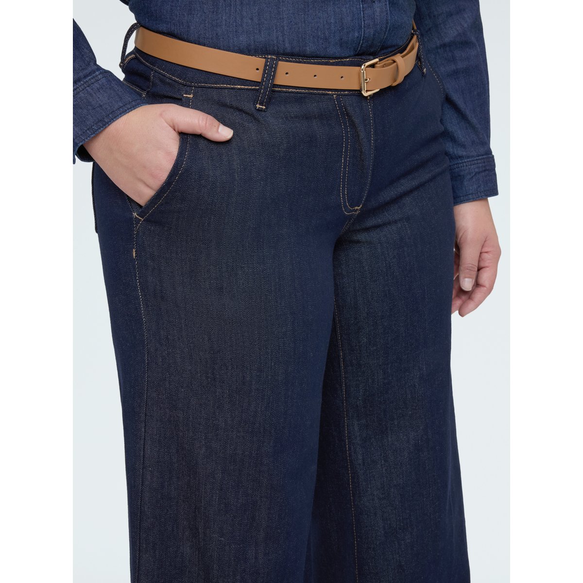 Jean Wide Leg avec ceinture amovible bleu, FIORELLA RUBINO
