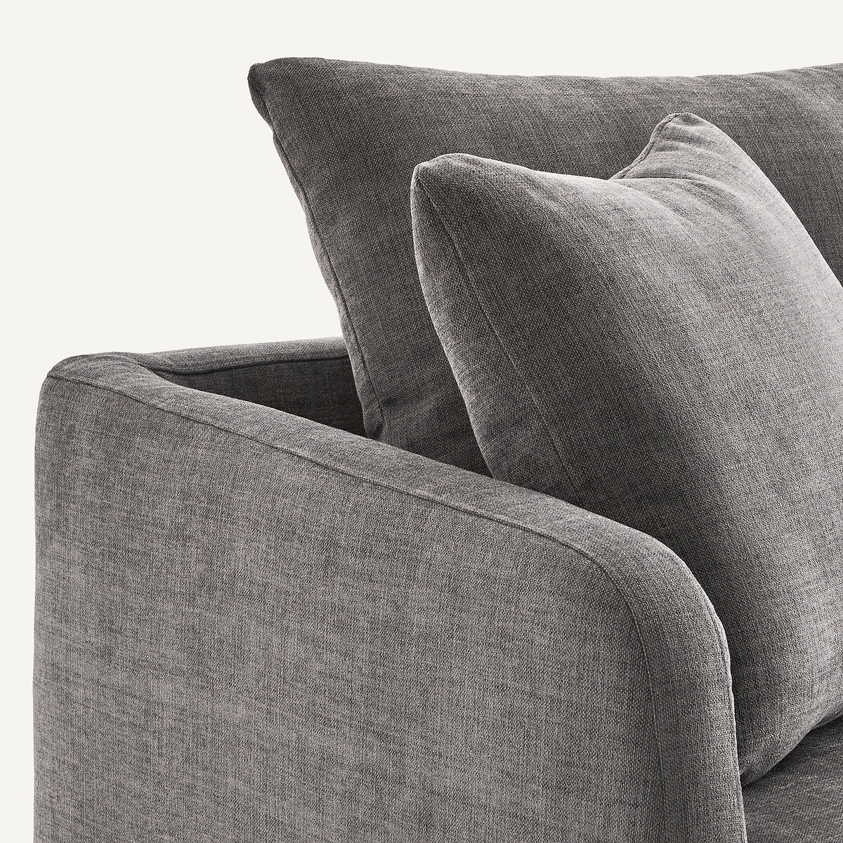 Canapé droit, 3 ou 4 places, en polyester et coton, MODERNISTE gris stone, EMMANUEL GALLINA X AM.PM