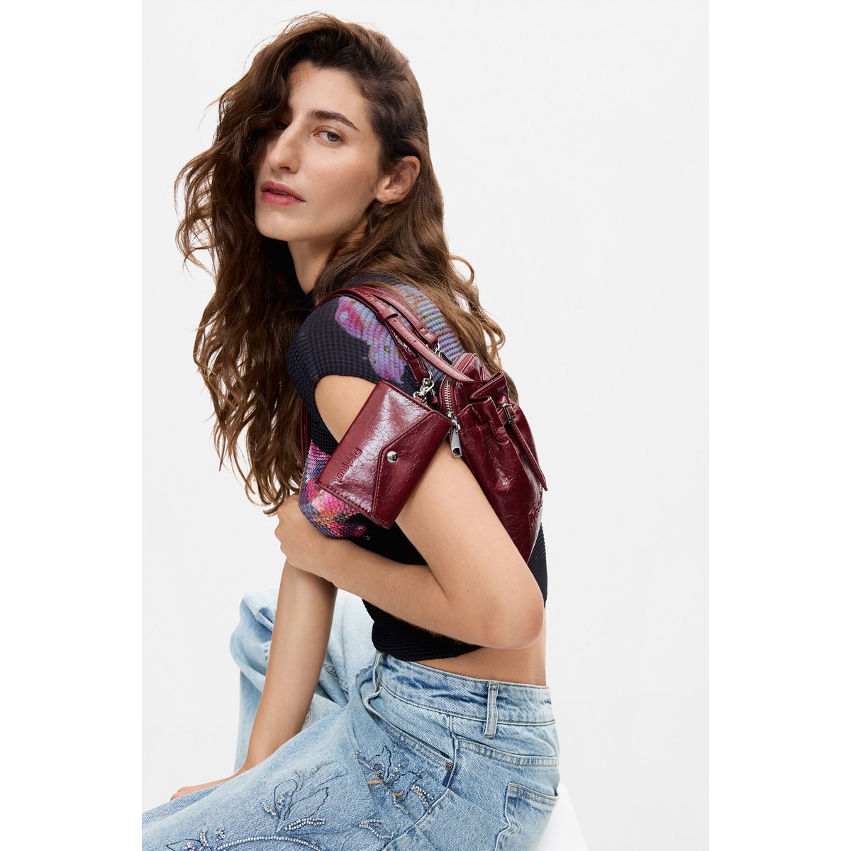 Porte-portable effet cuir rouge, DESIGUAL