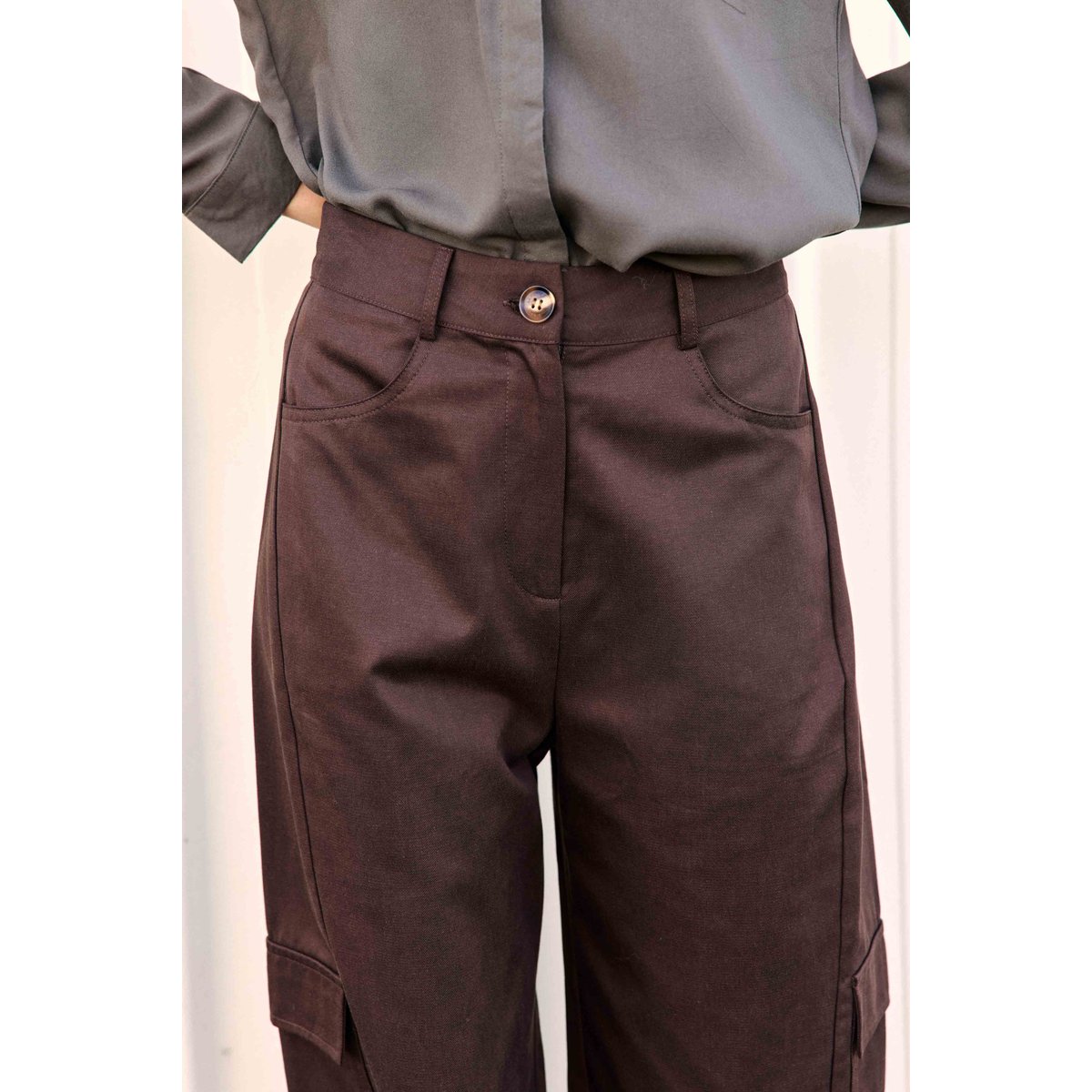 PANTALON uni PAZY 16-marron, LA PETITE ETOILE