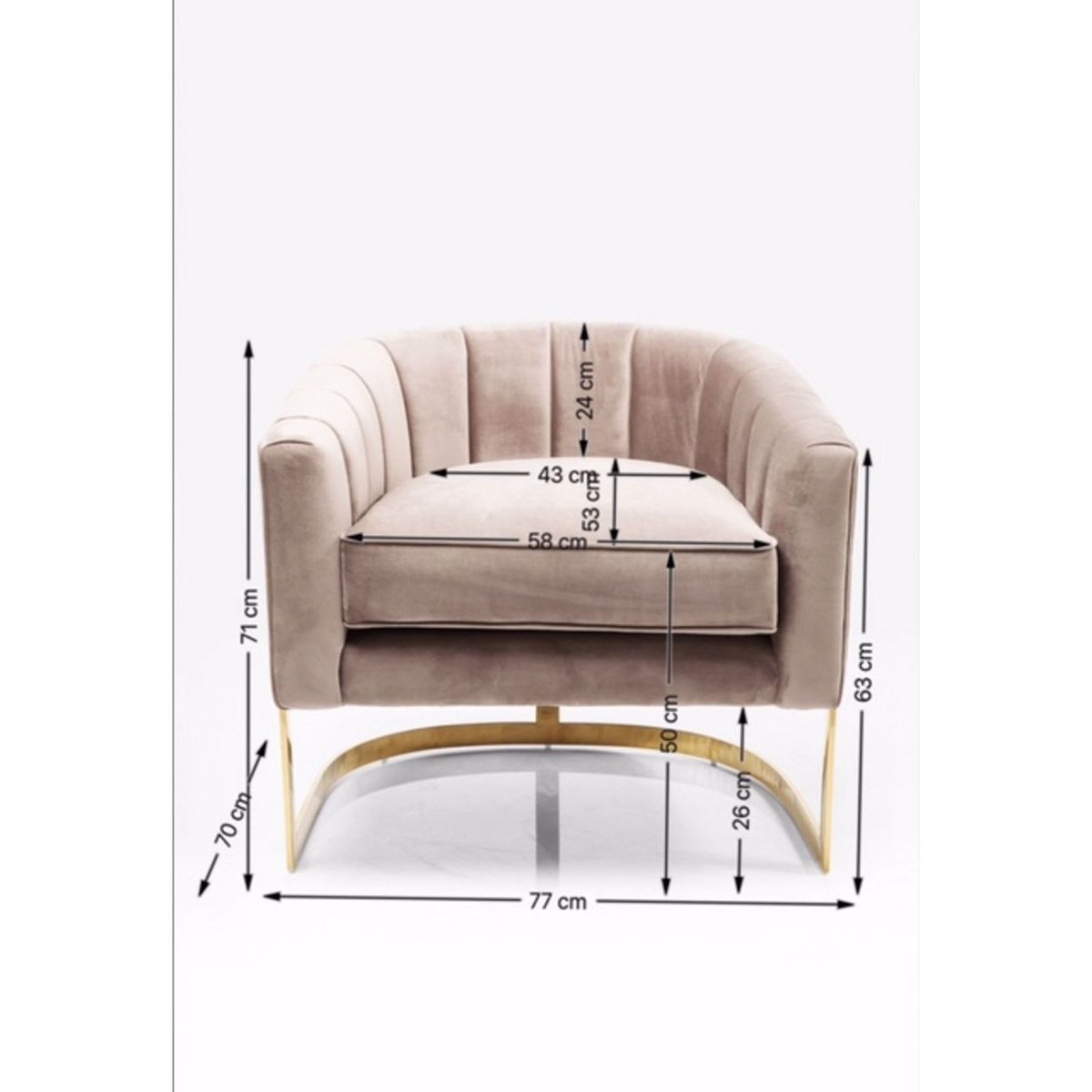 Fauteuil en velours, PURE ELEGANCE beige, KARE DESIGN