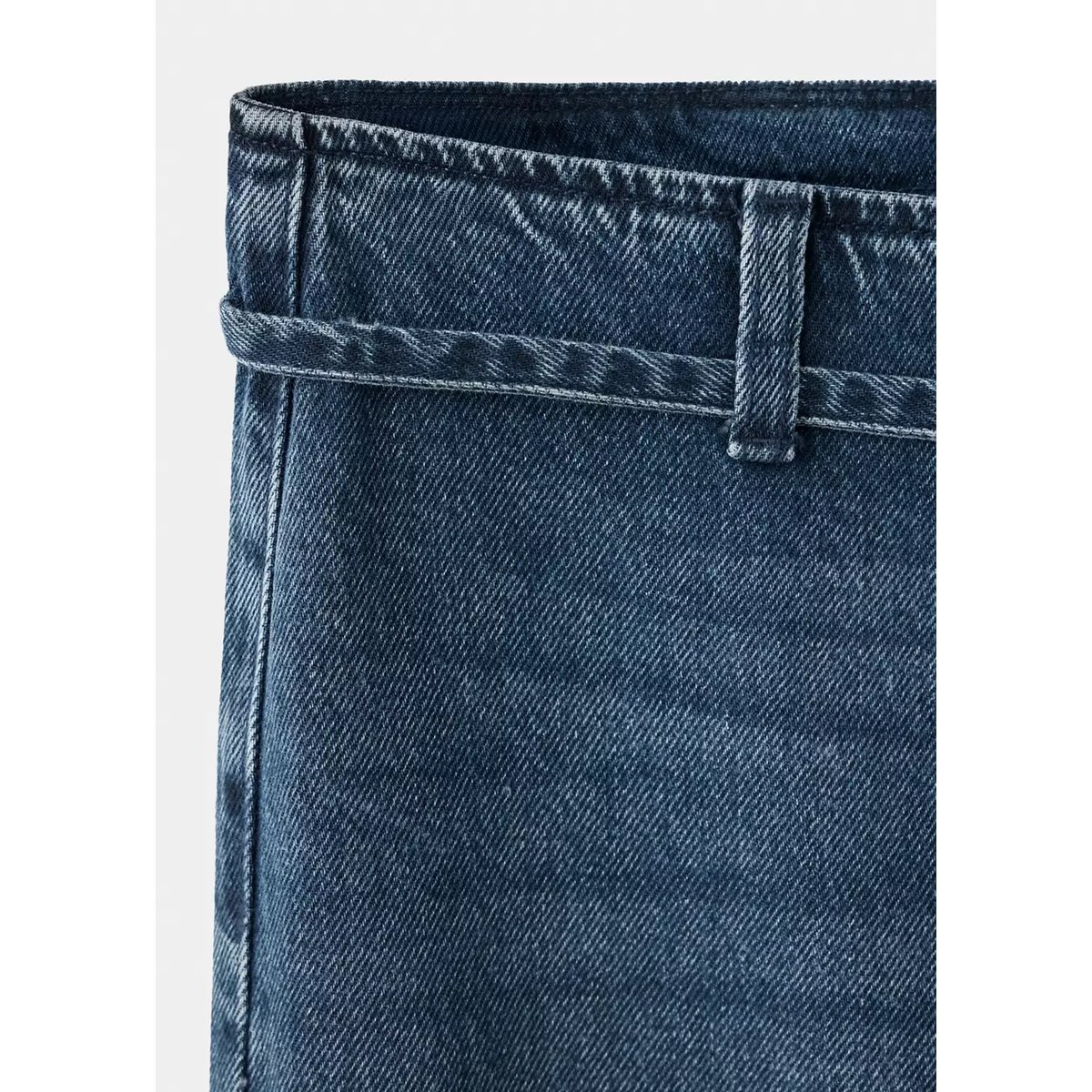 Jean taille basse détail cordon bleu foncé intense, MANGO TEEN
