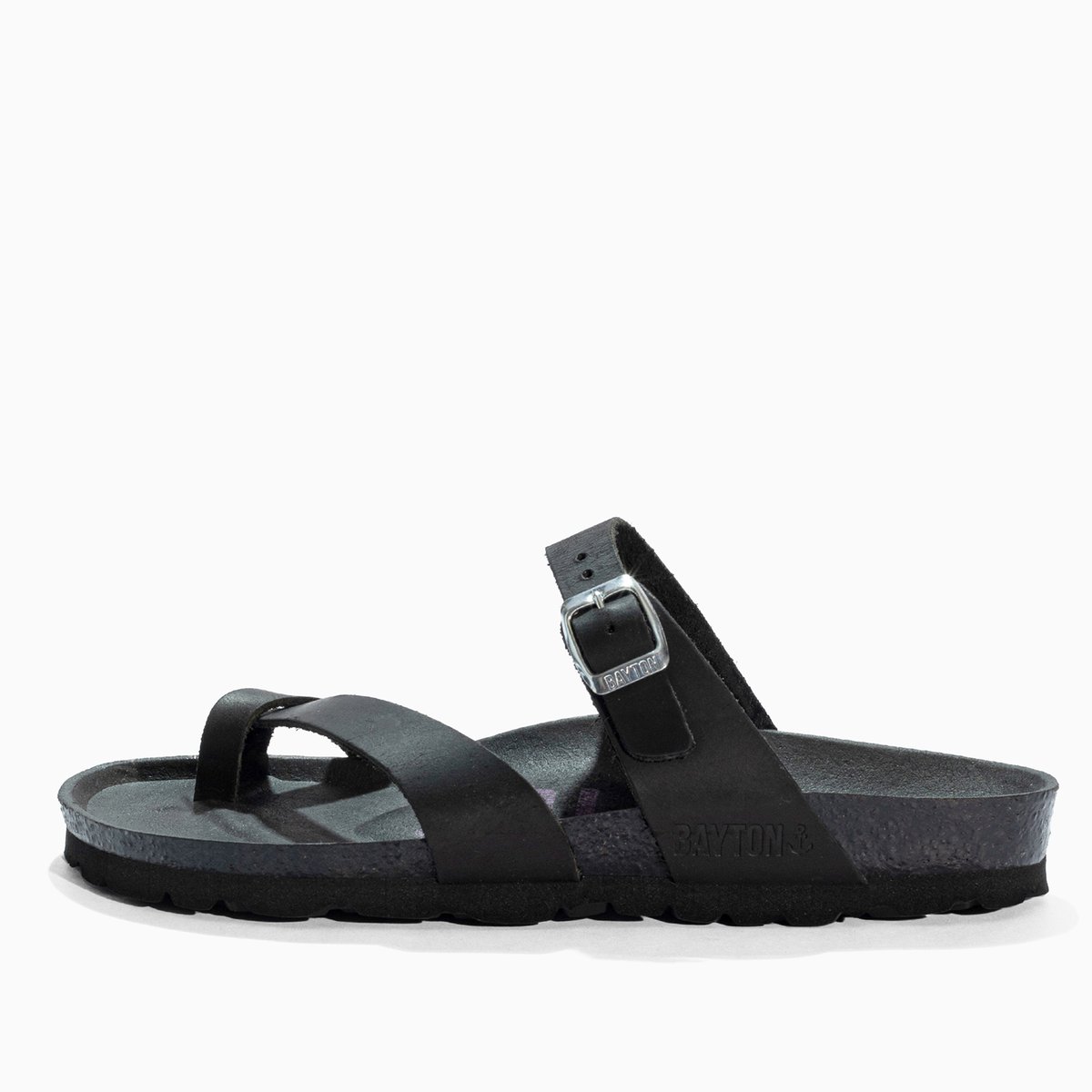 Tongs en cuir DIANE black, BAYTON