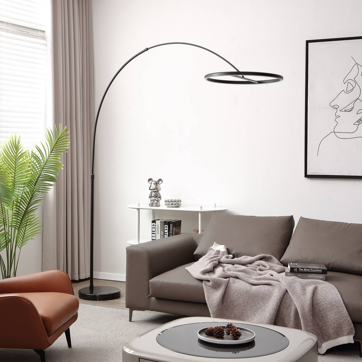 Lampadaire en aluminium moderneLED, Virvera noir, LUCANDE