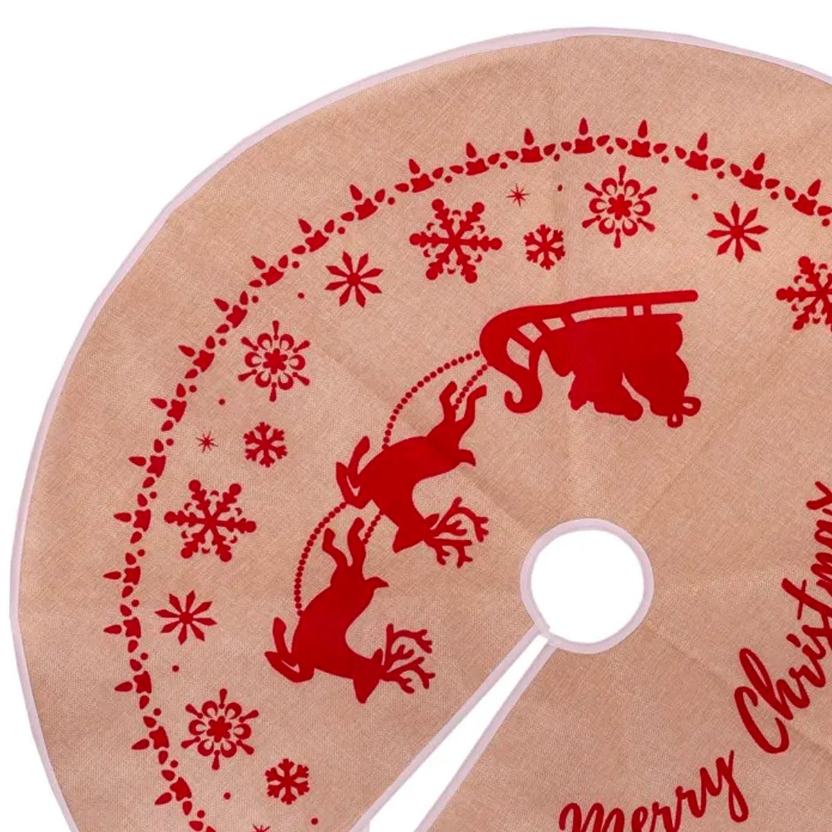 Couvre-pied de sapin de Noël en jute rouge, WADIGA