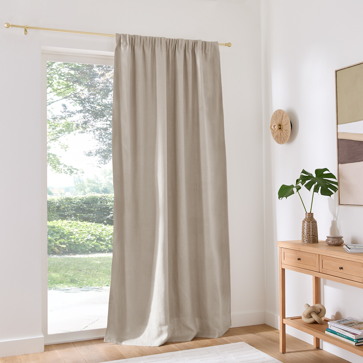 Elba Linen Blackout Curtain with Pencil Pleat and Wave natural, LA REDOUTE INTERIEURS