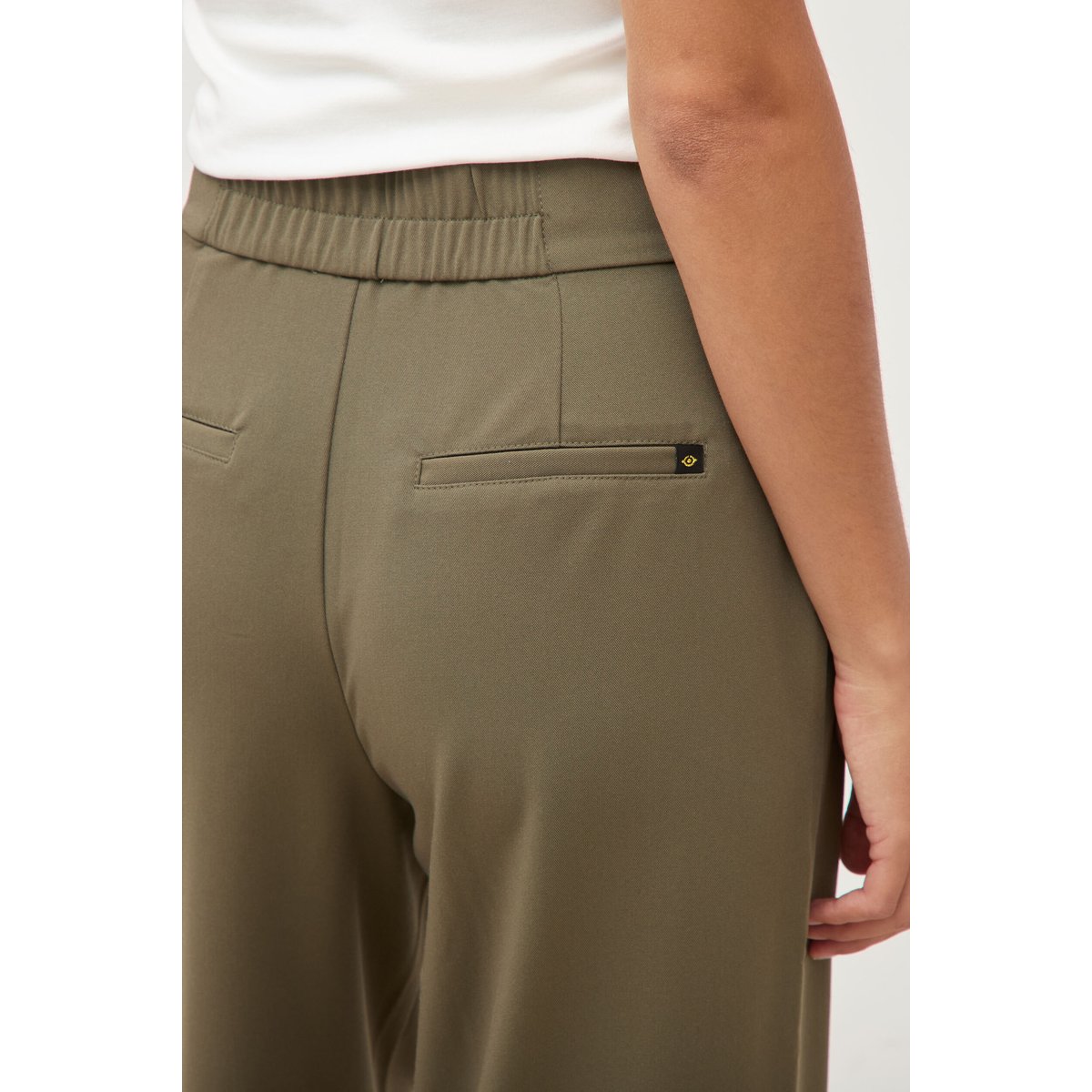 Pantalon large taille haute fluide vert kaki, BONOBO