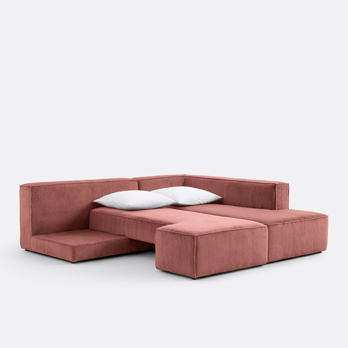 Ecksofa, ausziehbar, Cord, Ginosa altrosa, LA REDOUTE INTERIEURS