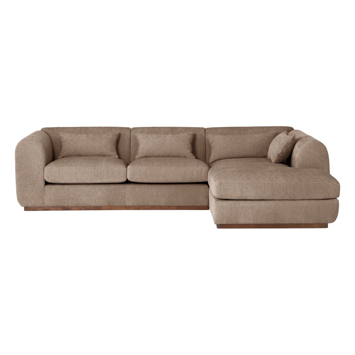 Canapé d’angle droit en velours texturé BRENVO marron, WOOOD