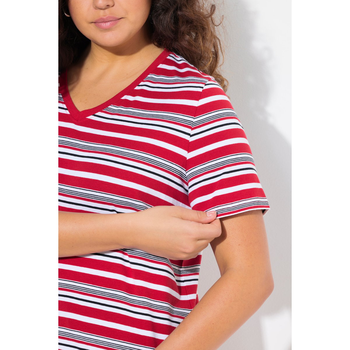 T-shirt rayé. Manches courtes et salsa, ULLA POPKEN