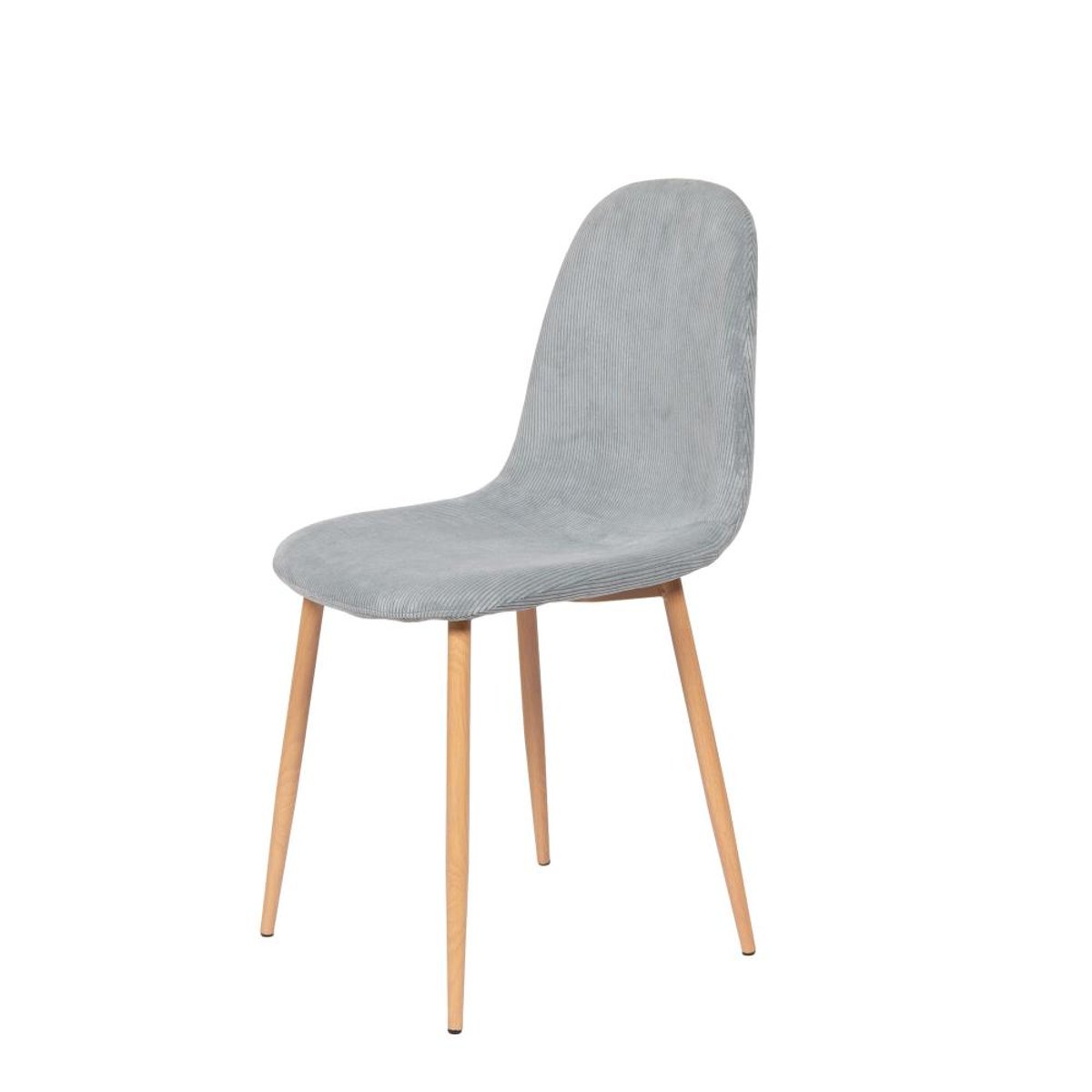 Chaise de salle à manger en velours côtelé et métal Scala (lot de 6) gris, AMADEUS