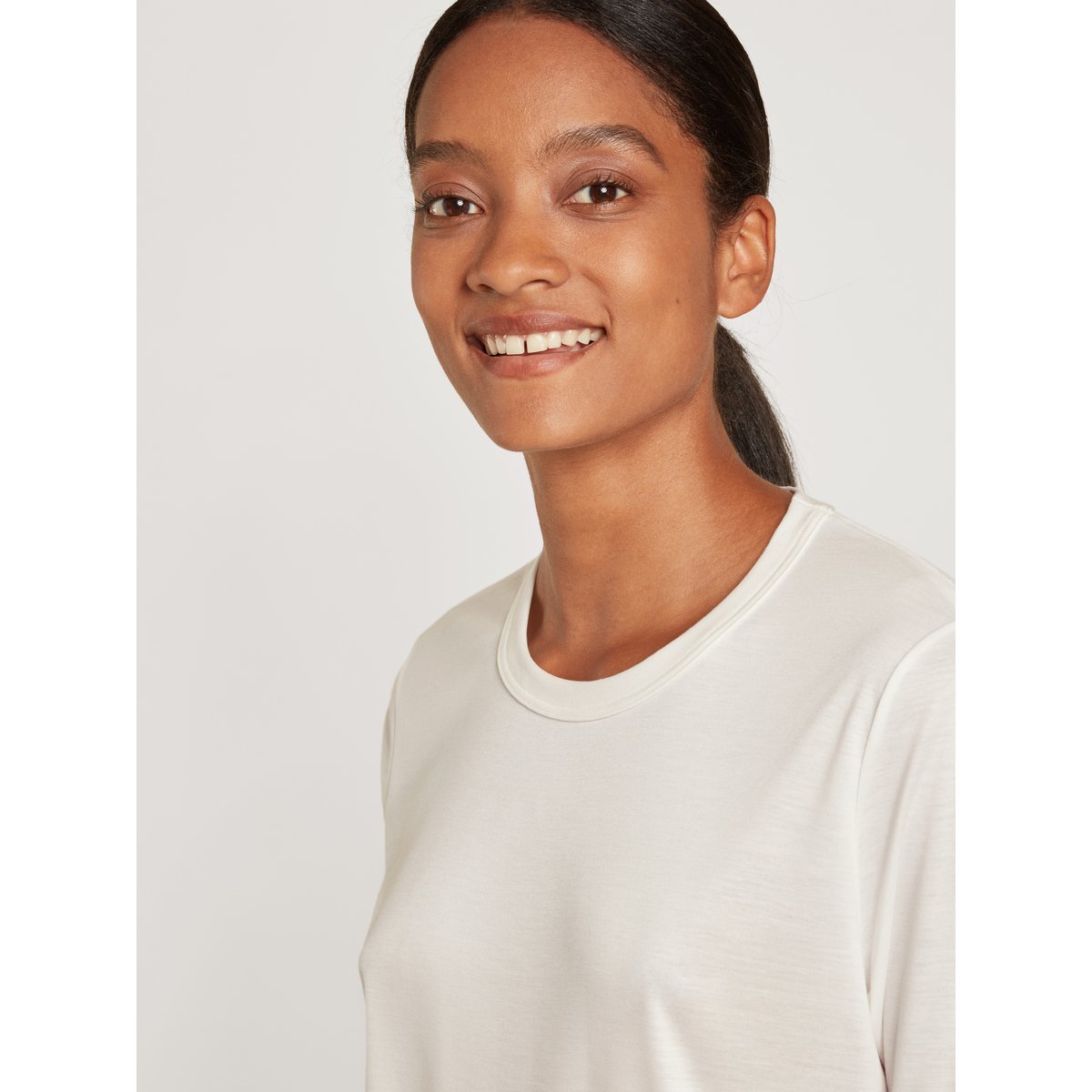 T-shirt à manches longues, Cradle to Cradle Certified® manches longues Coton LOUNGE & RELAX blanc étoilé, CALIDA