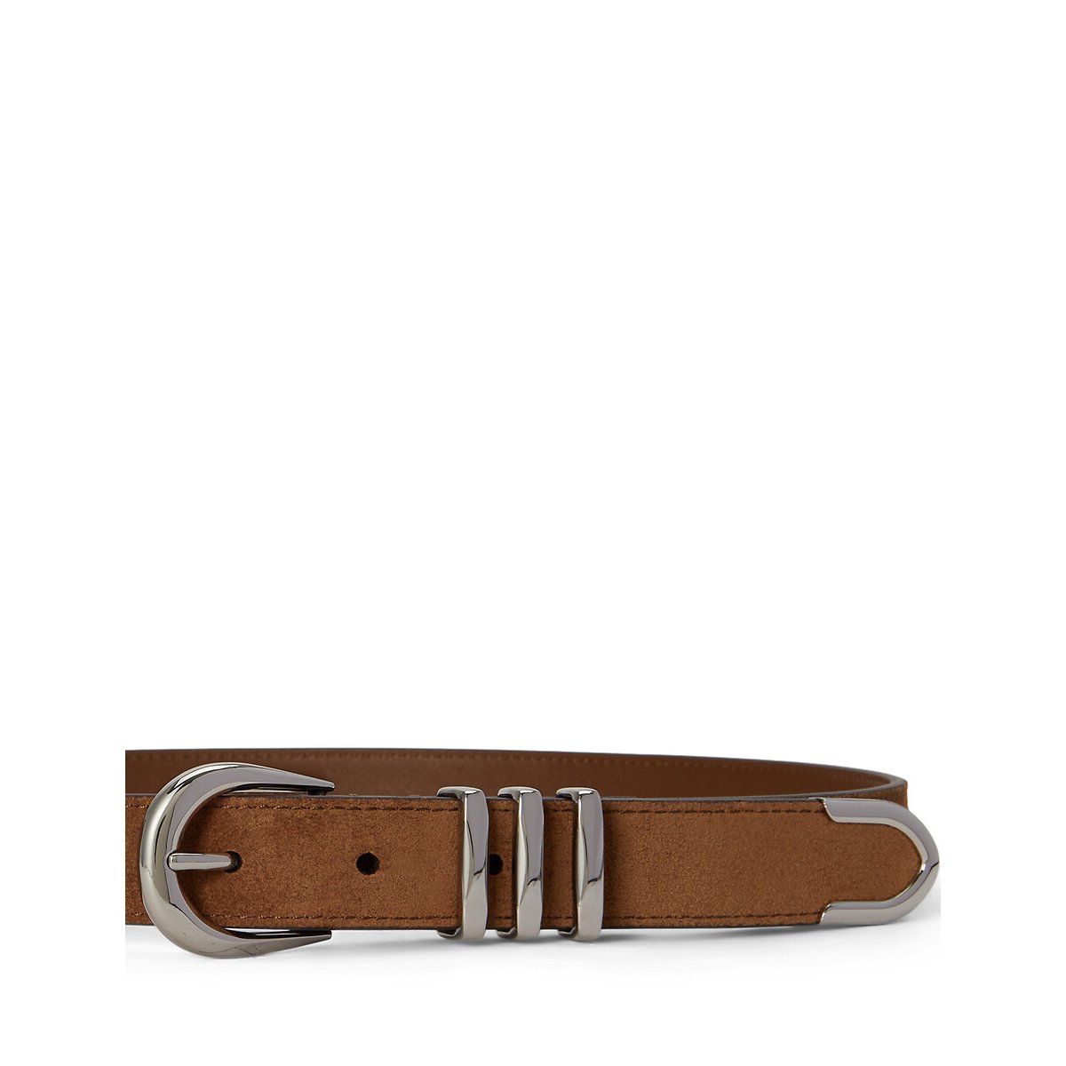 Ceinture en cuir de vachette, à passants en métal tabac, LAUREN RALPH LAUREN