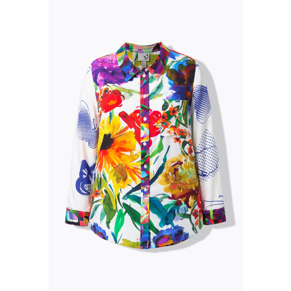 Chemisier à manches longues et col chemise blanc neige, ULLA POPKEN